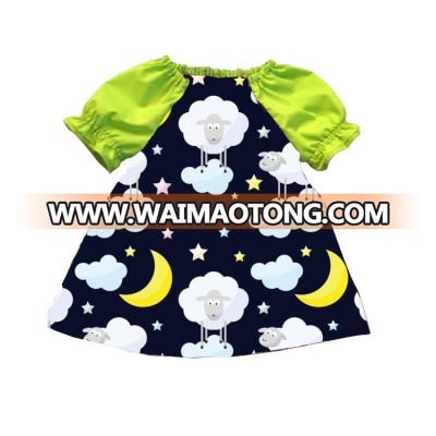 Girls santa claus dress Green bubble sleeve clothes boutique kids clothes